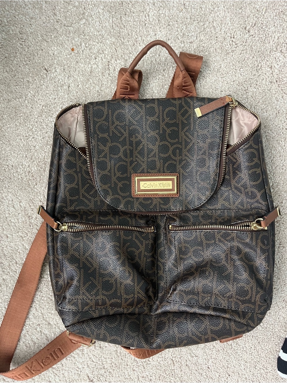 Calvin Klein Dark Brown Monogram Backpack